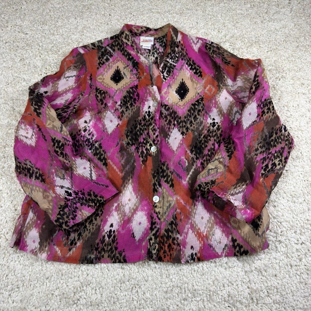 RUBY RD FAVORITES WOMAN's 16 BLOUSE MULTI Burnout Sheer Colors
